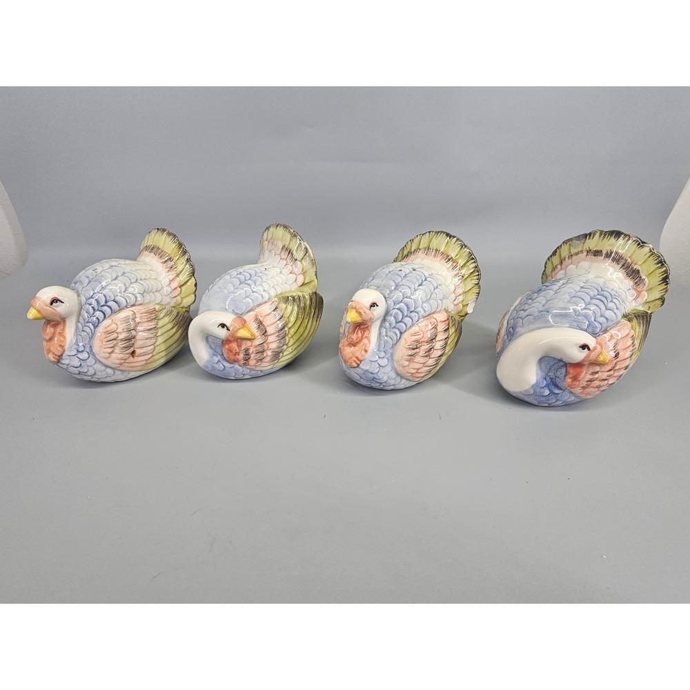 Salt Pepper Shakers FF Ceramic‎ Turkey Thanksgiving 4pc by Fitz & Floyd